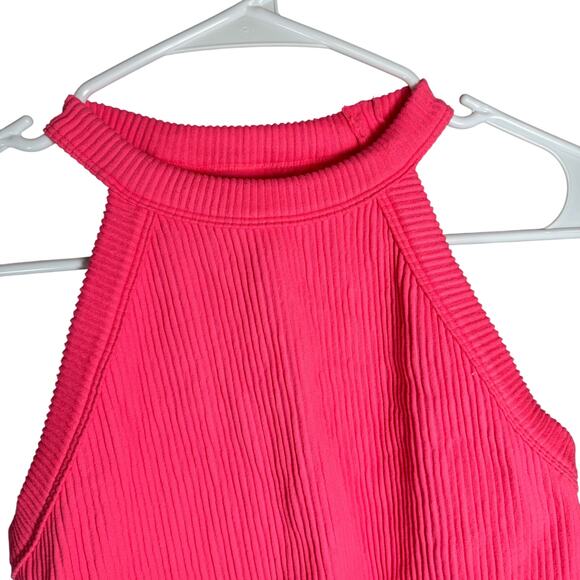 Aerie Hot Pink Ribbed High Neck Crop size M - Picture 3 of 4